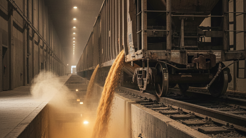 Grain Pouring Image from Rail Car