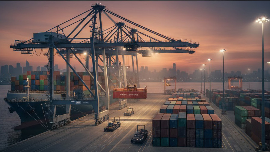 Container Terminal Loading Container Load